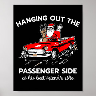 Santa Claus Hanging Out The Penger Side  Poster