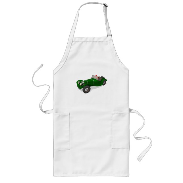 Santa Claus Happy Jaguar SS 90 Driver Long Apron (Front)