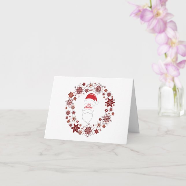 Santa Claus Hat And Beard With Merry Christmas  Card (Orchid)