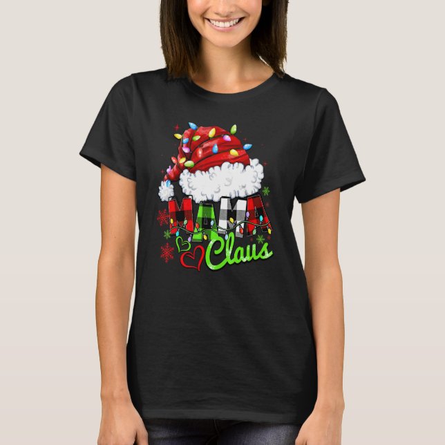 Santa Claus Hat Christmas Lights Merrry Xmas Mama  T-Shirt (Front)