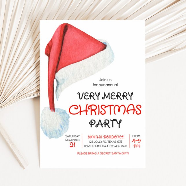 Santa Claus Hat Christmas Party Invitation (Santa Hat Christmas Party Invitation
)