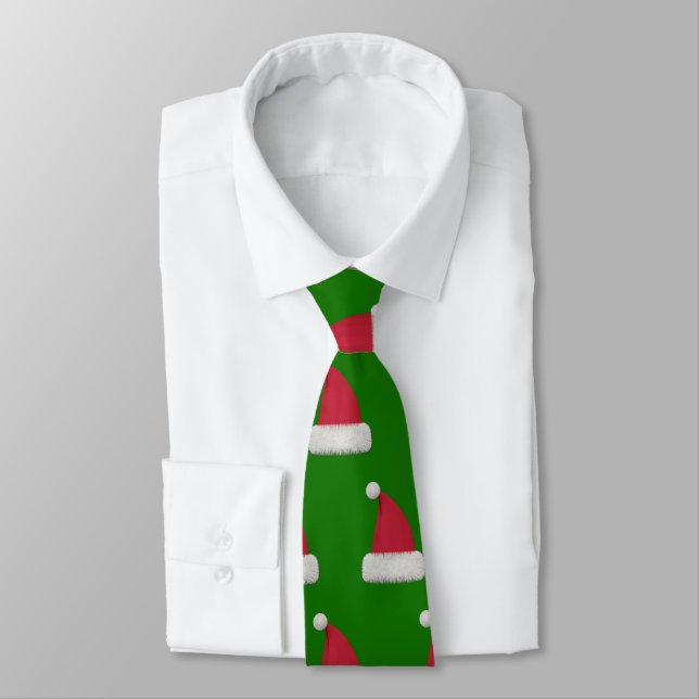Santa Claus Hat Design Tie (Tied)