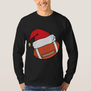 Santa Claus Hat Football Christmas T-Shirt