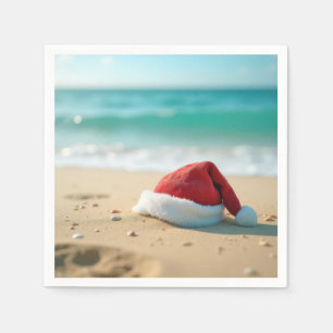 Santa Claus Hat On a Tropical Beach Napkin