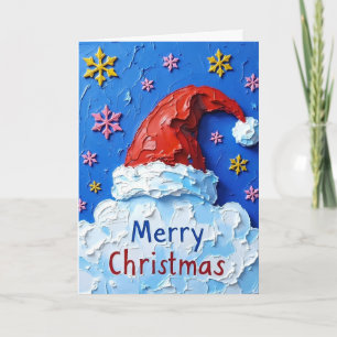 Santa Claus hat on cloud Christmas Card