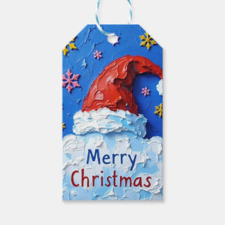Santa Claus hat on cloud Christmas Gift Tags