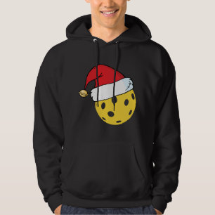 Santa Claus Hat Pickleball Christmas Hoodie