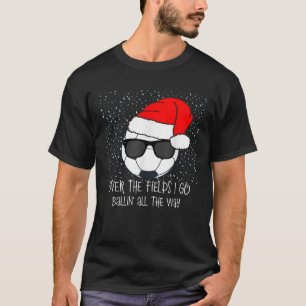 Santa Claus Hat Soccer Ball Sunglasses Christmas B T-Shirt