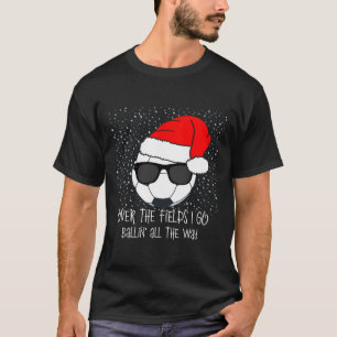 Santa Claus Hat Soccer Ball Sunglasses Christmas B T-Shirt