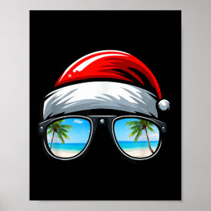 Santa Claus Hat Sungles Beach Christmas In July Poster