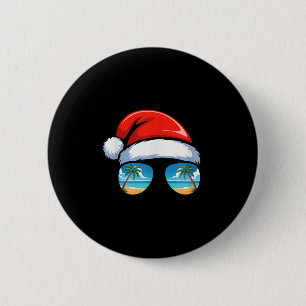 Santa Claus Hat Sungles Beach Christmas In July Su 6 Cm Round Badge