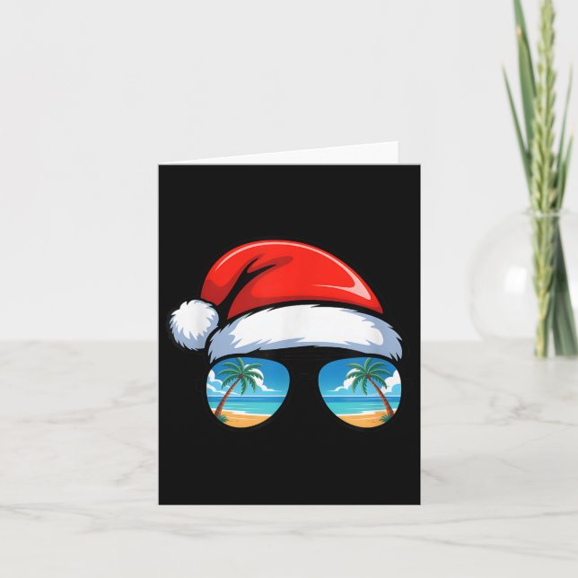 Santa Claus Hat Sungles Beach Christmas In July Su Card (Front)