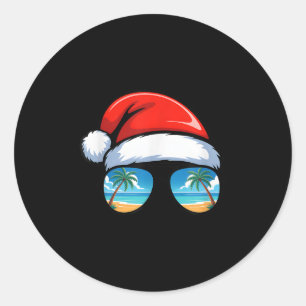 Santa Claus Hat Sungles Beach Christmas In July Su Classic Round Sticker