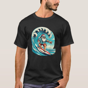 Santa Claus Hawaiian Surfing Christmas Aloha Tropi T-Shirt