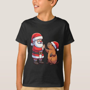 Santa Claus High-fiving Capybara Christmas Toddler T-Shirt