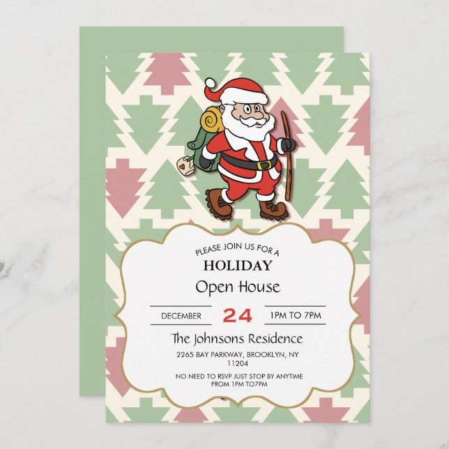 Santa Claus hiker         Invitation (Front/Back)