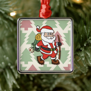 Santa Claus hiker Metal Tree Decoration