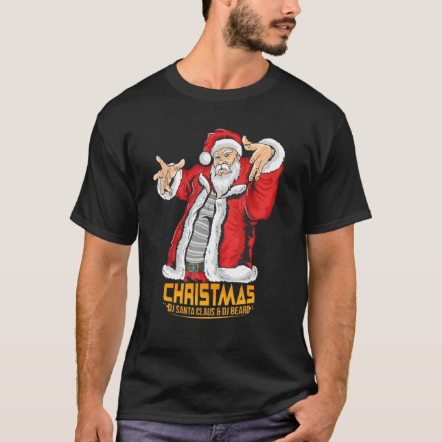 Santa Claus Hip Hop DJ Music Xmas Pajama Christmas T-Shirt (Front)