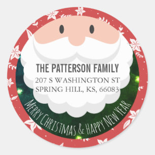 Santa Claus Ho Ho Christmas Happy New Year Address Classic Round Sticker