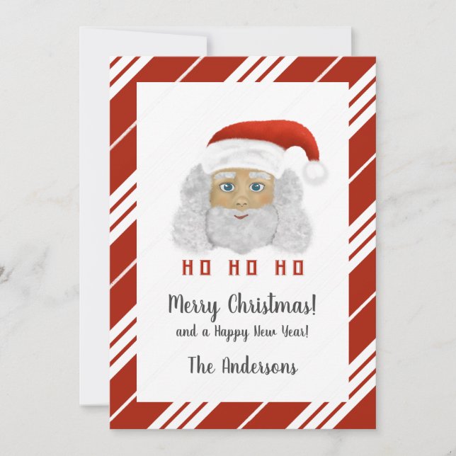 Santa Claus HO HO HO Merry Christmas Holiday Card (Front)