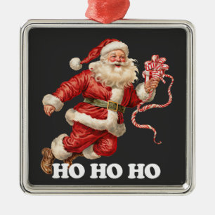 Santa Claus Ho Ho Ho Merry Christmas present xmas  Metal Tree Decoration