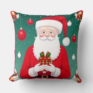 Santa Claus Holding A Gift Cushion