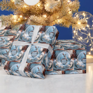 Santa Claus Holding a Snow Globe Wrapping Paper
