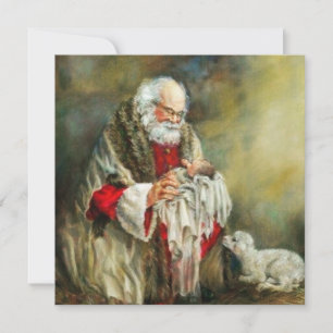 Santa Claus Holding Baby Jesus Holiday Card