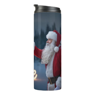 Santa Claus Holding Glowing Snowflake Thermal Tumbler