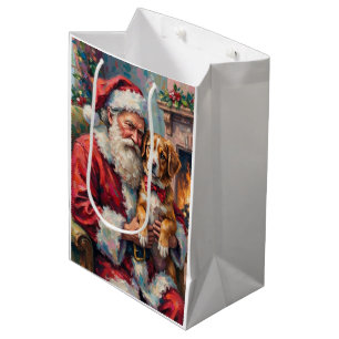 Santa Claus Holding Greater Swiss Mountain Art Medium Gift Bag