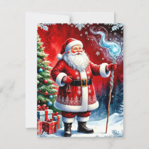 Santa Claus Holding Magic Staff Postcard