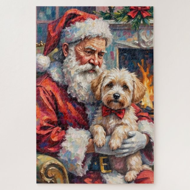 Santa Claus Holding Maltese Christmas Art Jigsaw Puzzle (Vertical)