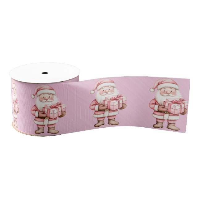 Santa Claus Holding Presents Grosgrain Ribbon (Spool)