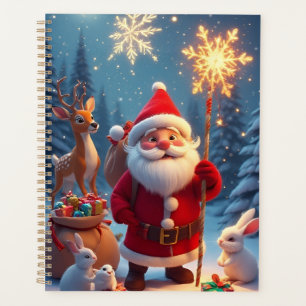 Santa Claus Holding Snowflake christmas scene Planner