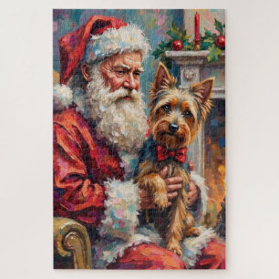 Santa Claus Holding Yorkshire Terrier Christmas  Jigsaw Puzzle