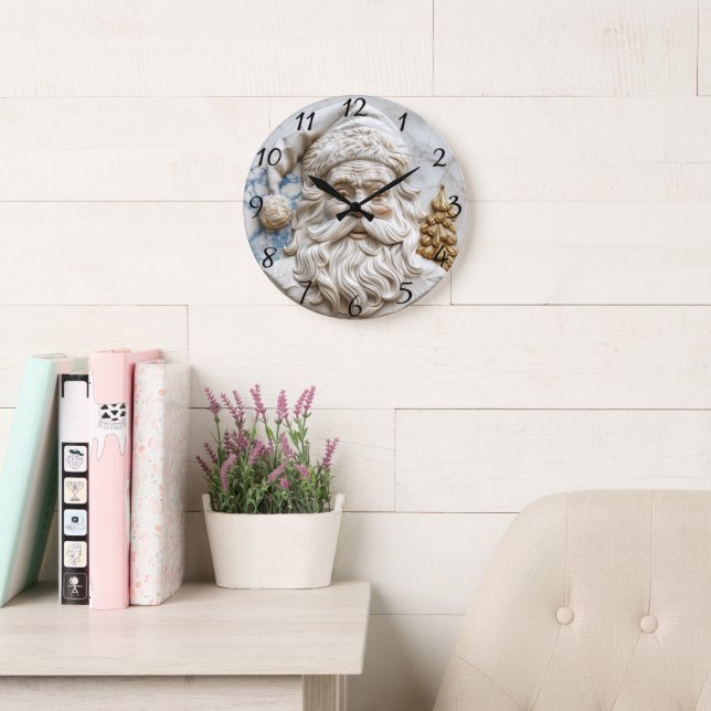 Santa Claus Holiday Delight Large Clock (Reading Room)