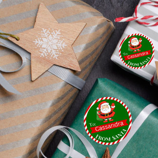 Santa Claus Holiday Round Gift Seal