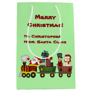 Santa Claus Holiday Train Personalised Medium Gift Bag