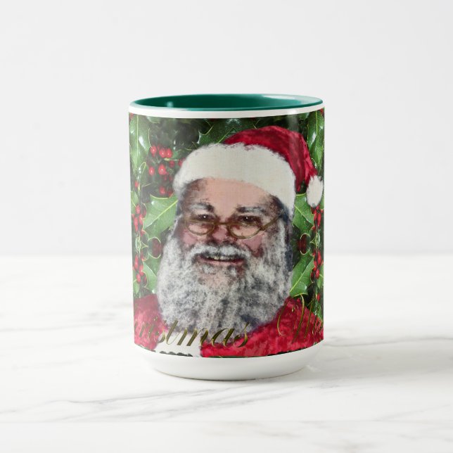 Santa Claus & Holly Christmas Xmas Design II Mug (Center)