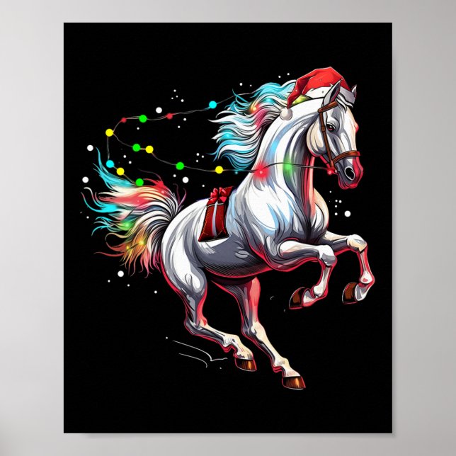 Santa Claus Horse Christmas Art Horse Riding Dress Poster (Front)