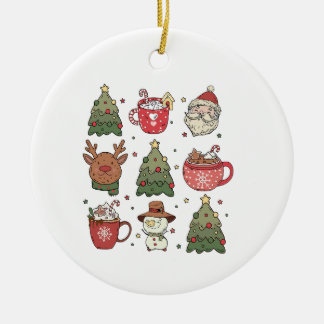Santa Claus, Hot Cocoa Xmas Tree Ceramic Tree Decoration