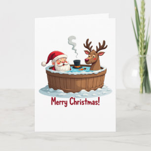 Santa Claus hot tub party Christmas Card