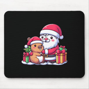 Santa Claus Hugging Cute Capybara Christmas Matchi Mouse Mat