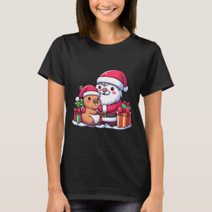 Santa Claus Hugging Cute Capybara Christmas Matchi T-Shirt