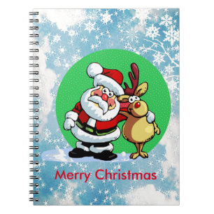 Santa Claus hugging with reindeer Notebook