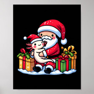 Santa Claus Hugs Axolotl Christmas Pajama Family M Poster