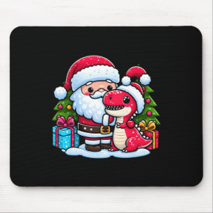 Santa Claus Hugs T Rex Dinosaur Christmas Matching Mouse Mat