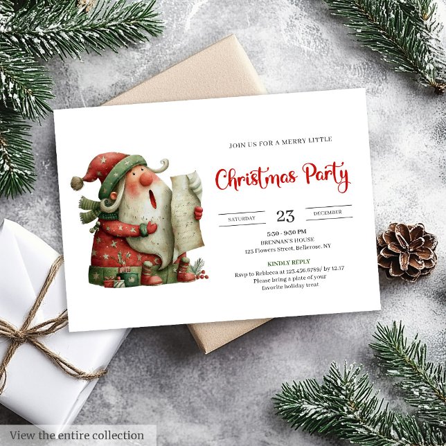 Santa Claus Humor Trendy Watercolor Party Invite (Santa Claus Humor Trendy Watercolor Party Invitation

)