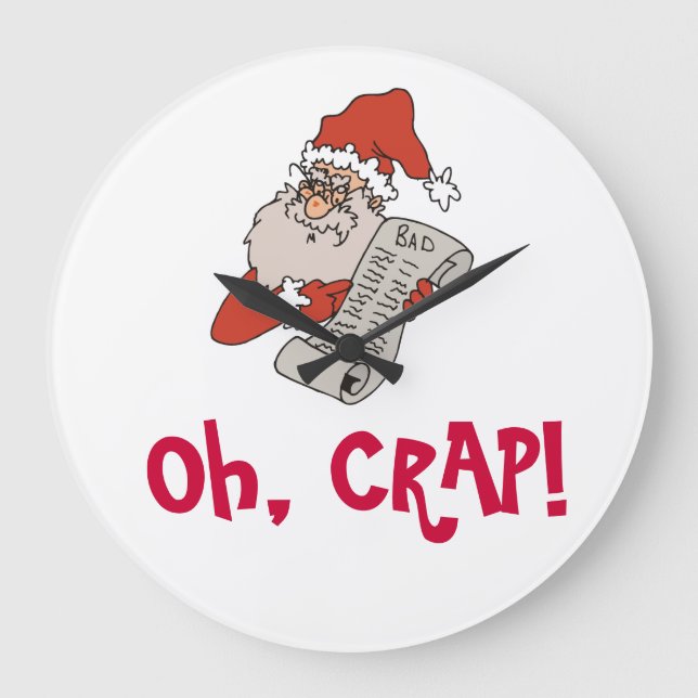 Santa Claus Humour Santa Catches Naughty People Large Clock (Front)