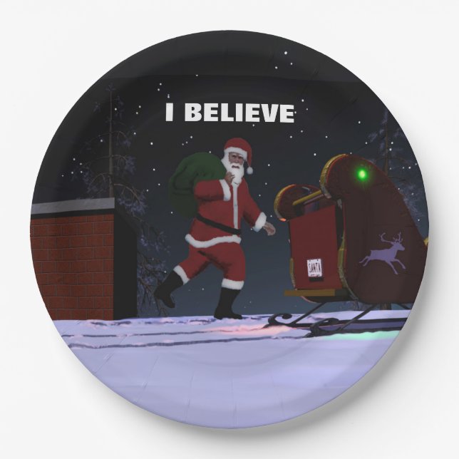 Santa Claus - I Believe Paper Plate (Front)